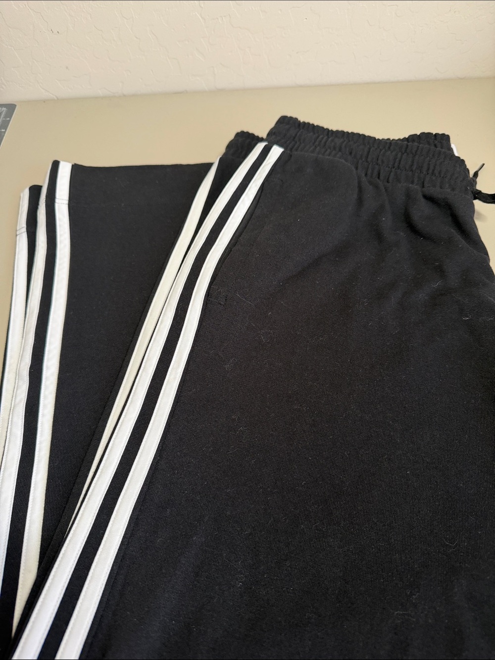 Womens Adidas W 3S FT Wide PT Sz L Black NWT